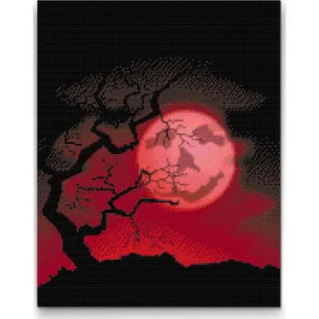 Diamantové malování Diamantové malování - Strašidelný měsíc 2 Velikost: 30x40cm, Rámování: Pouze srolované plátno, Diamanty: Kulaté