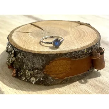 Prsten Stříbrný prsten Labradorit kulatý - MarulArt - Velikost prstenu 57