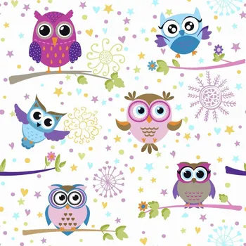 Zatemňovací látka Blackout Sova růžová š.150cm - látka v metráži