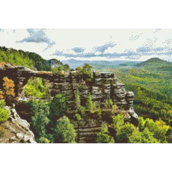 Diamantové malování - Pravčická brána Velikost: 40x60cm, Rámování: Pouze srolované plátno, Diamanty: Čtvercové