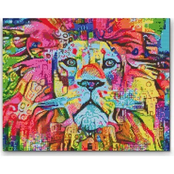 Diamantové malování Diamantové malování - Barevný lev 4 Velikost: 30x40cm, Rámování: Pouze srolované plátno, Diamanty: Kulaté