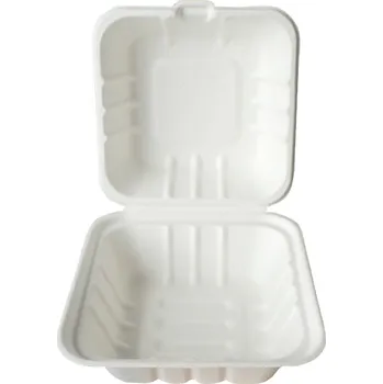 Jednorázové nádobí Hamburger box BIO 152x152x75mm z cukrové třtiny bílý - 500 ks