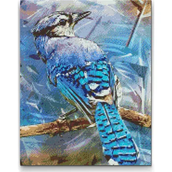 Diamantové malování Diamantové malování - Ptáček Blue Jay Velikost: 30x40cm, Rámování: Pouze srolované plátno, Diamanty: Čtvercové
