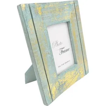 Rám na obraz Dřevěný fotorámeček "zlato a máta" 30898 - rozměr 15x10cm