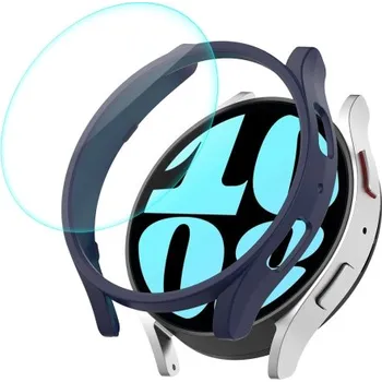 Příslušenství k chytrým hodinkám VSECHNONAMOBIL 65803 ENKAY PC FULL COVER Plastový kryt se sklem pro Samsung Galaxy Watch 6 40mm modrý