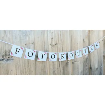 Svatební dekorace Svatba-eshop Girlanda FOTOKOUTEK bílá s růžičkami - girlandy na svatební výzdobu