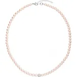 Perlový náhrdelník růžový s Preciosa krystaly 32063.3