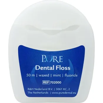 Zubní nit PURE dentální nit s floridy voskovaná (mint), 50m