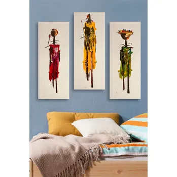 Bytová dekorace ASIR Obraz na MDF 3ks MÓDA DOMORODÝCH ŽEN 20 x 50 cm