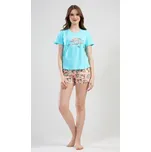 Vienetta Secret Dámské pyžamo šortky Sovička Nice day tyrkys Barva: tyrkys, Velikost: L