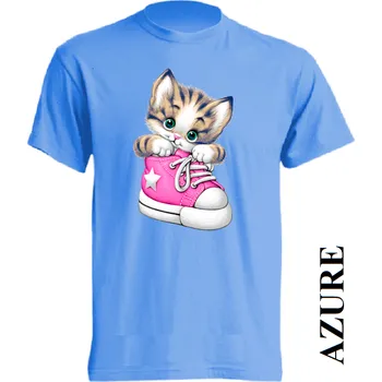 Dívčí tričko detske-levne-bavlnene-tricko-potisk-kote-bota Barva: Azure - azurově modrá, velikost: 140