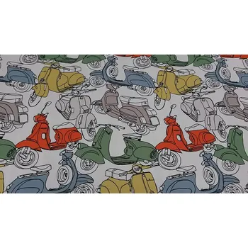 BYTEMA Dekorační látka MOTOS white/color šíře 140 cm