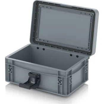 paleta Euro přepravka s víkem s panty Pro 31,1 x 23,3 x 13,6 cm, zavřená - Stříbrošedá - materiál: PP - EDP 32/12 HG