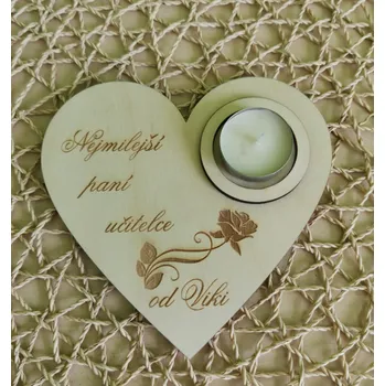 Svícen Srdce na čajovou svíčku - Vlastní text