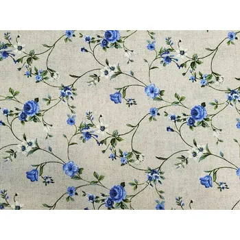 BYTEMA Dekorační látka Květy RAME modrá šíře 140 cm