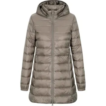 Dámský podzimní/zimní kabát s odnímatelnou kapucí - velikosti až do 7XL Barva: Khaki, Velikost: 4XL