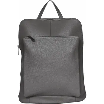 Kabelka Kožený batoh dámský 5220 šedý - stříbrné zipy, MAXFLY