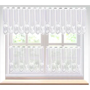 Záclona Žakárová vitrážová záclona dětská LIŠKA 604948, bílá, výška 40cm (v metráži)