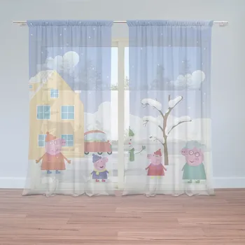 Záclona Sablio Záclony Prasátko Pepina Zima: 2ks 150x250cm
