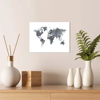 Obraz ASIR Obraz na MDF MAPA SVĚTA šedá 40 x 30 cm