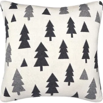 Polštář SCANquilt pletený povlak DESIGN stromky smetanovošedá 45 x 45 cm