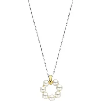 Náhrdelník Zlacený přívěsek s řetízkem TI SENTO Kruh s perlami 34036YP/42