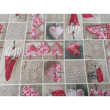 BYTEMA Dekorační látka SRDÍČKA LIDIA červená šíře 140 cm