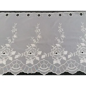 Záclona GERSTER Záclona na vitrážku - voálová s výšivkou květy 60 cm