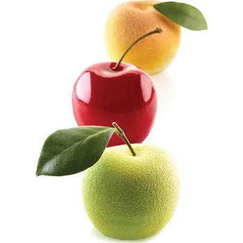 Nádoba na pečení SILIKOMART SILIKONOVÁ FORMA NA DEZERTY - MELA CILIEGIA PESCA 115 ml ( JABLKO, TŘEŠEŇ, BROSKEV)