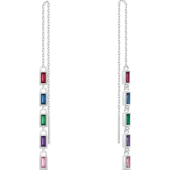 Náušnice Brilio Silver Blyštivé řetízkové náušnice s barevnými zirkony EA1009WRBW + 2 měsíce na vrácení zboží