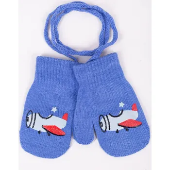Rukavice Rukavice palčáky YO RED116C modré s letadlem velikost rukavic: 14 cm