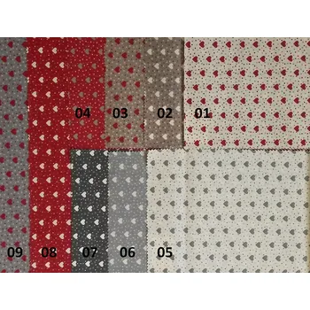 BYTEMA Bavlněná látka MINI SRDÍČKO 03 šedobéžová, červené srdce šíře 160 cm