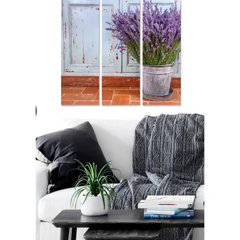 Obraz ASIR Obraz na MDF 3ks LEVANDULE 20 x 50 cm