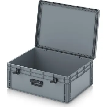 paleta Euro přepravka s víkem s panty Pro 81,3 x 62,8 x 33,8 cm, zavřená - Stříbrošedá - materiál: PP - EDP 86/32 HG 1G