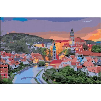 Dětské zboží Malování podle čísel - Český Krumlov - 40x60 cm, bez dřevěného rámu - CZ výroba
