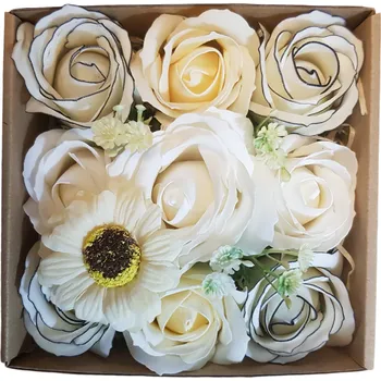 Mýdlo made by ANTEROS Dekorace Mýdlové květy Beige mix v dárkovém boxu