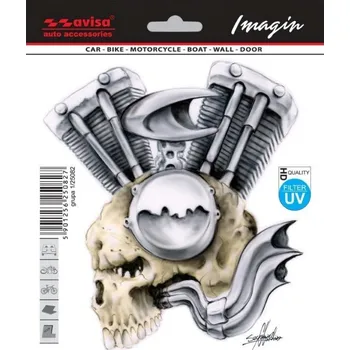 Samolepicí dekorace na vozidlo AVISA Samolepka na auto motor s barevnou lebkou
