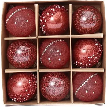Vánoční ozdoba dobirkov.cz Vánoční ozdoba 8 cm ČERVENÁ - sada 9 ks