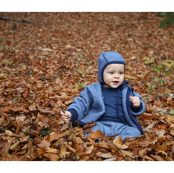 Kojenecký body Dětská merino bunda s kapucí a prodlouženými zády Cosilana modrá Velikost: 62/68
