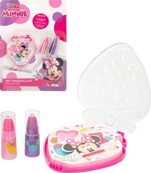 dětské šminky a malovátka Make-up set Disney Minnie Mouse v krabičce ve tvaru jahody 6 ks růžový/fialový