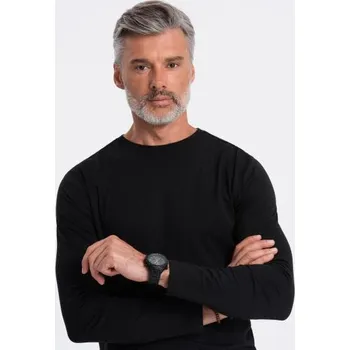 Pánské oblečení Pánské tričko s dlouhým rukávem bez potisku V1 OM-LSBL-0106 černý
