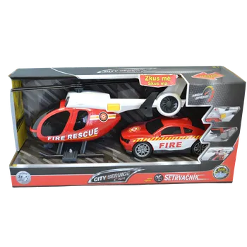 autíčko CITY SERVICE CAR - 1:14 Hasiči set vrtulník + auto
