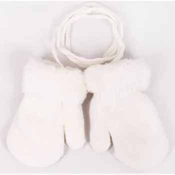 Rukavice Rukavice palčáky YO RED0001G TEPLÉ SMETANOVÉ uvnitř hebké s hebkým lemem spojené šňůrkou velikost rukavic: 14 cm