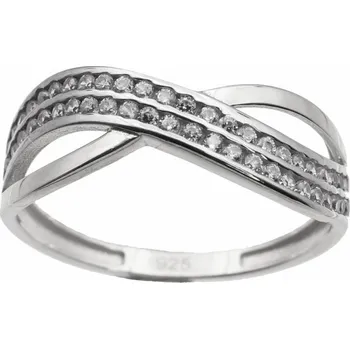 Prsten Zlatý prsten z bílého zlata se zirkony YYZ1206W, vel. 55, 2.1 g (585/1000)