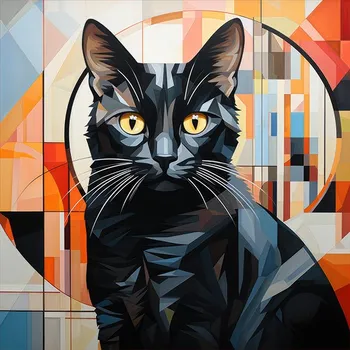 Panel z nepromokavého polyesteru 50x50 černá kočka