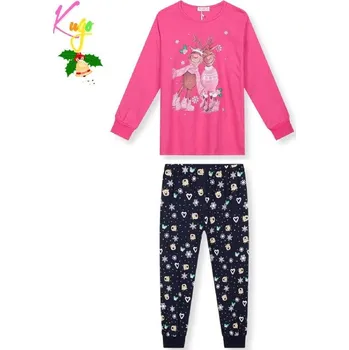 Dívčí pyžamo Dívčí vánoční pyžamo Kugo MP3828, růžová / tm. modrá