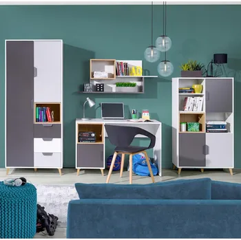 Dětský pokoj Dětský pokoj JOKER | sestava F | 4 díly | bílá/grafit/šedá/lefkas světlý