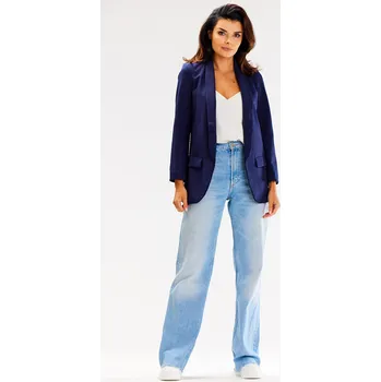 Dámské sako Volné sako bez zapínání A621 Barva: Tmavě Modrá, Velikost: S