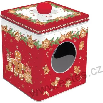 Dóza na potraviny Easy Life FANCY GINGERBREAD plechová dóza barel na bonbóny 092 perníkový panáček a perníčky