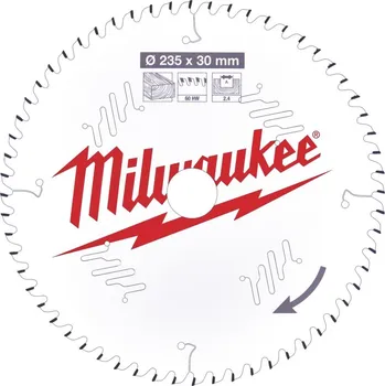 Pilový kotouč MILWAUKEE Kotouče pro okružní pily CSB P W 235 x 30 x 2.4 x 60ATB 1 ks 4932471308